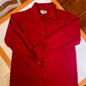 Cranberry faux suede button down